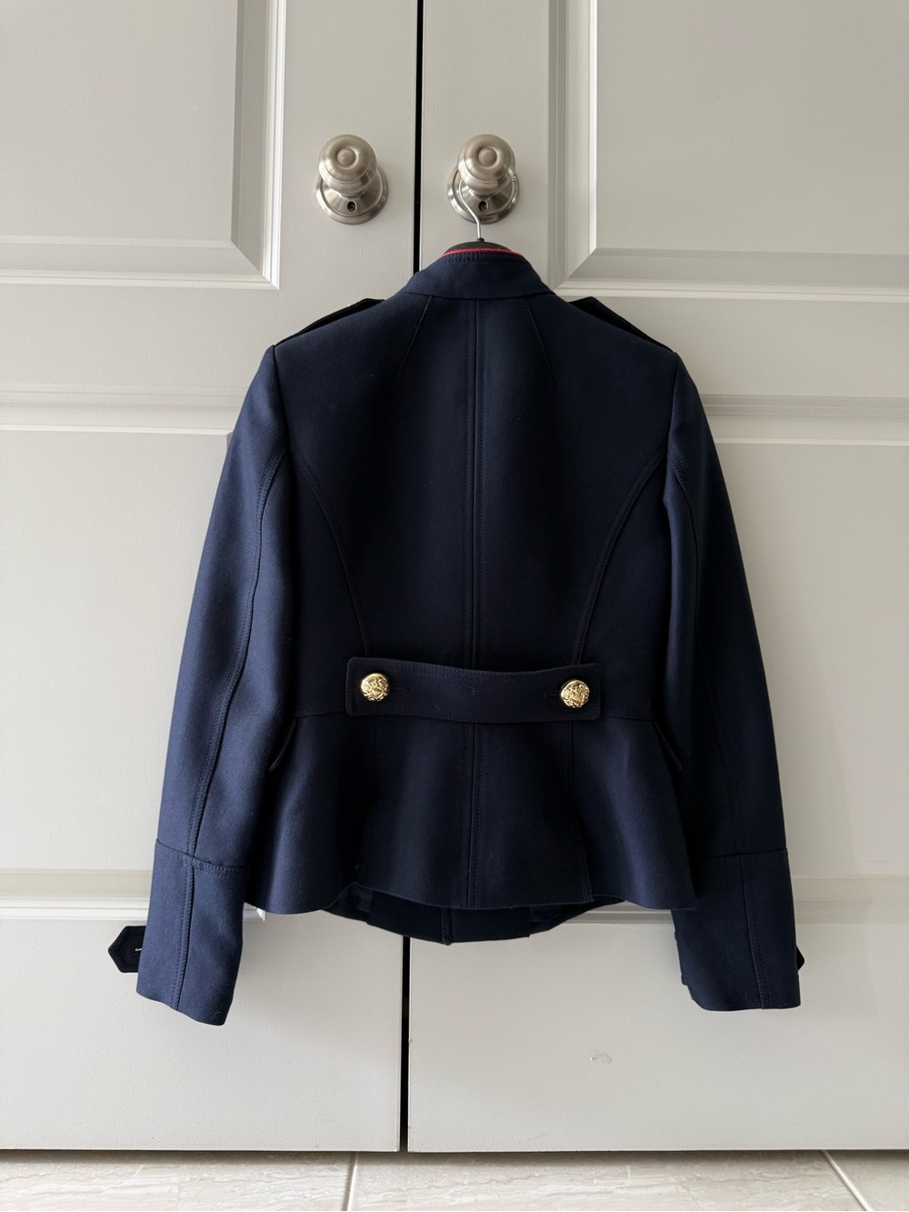 Authentic Burberry Navy Military-Style Gold Button Wool Jacket - Picture 2 of 9